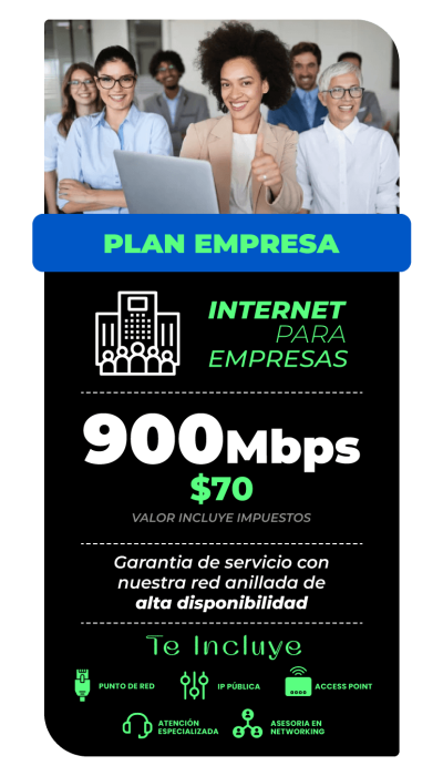 Plan empresarial 900 MBPS